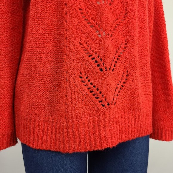 Grace & Lace Red Cotton Blend Knit Belle Sleeve Sweater Size S/M - Picture 4 of 14